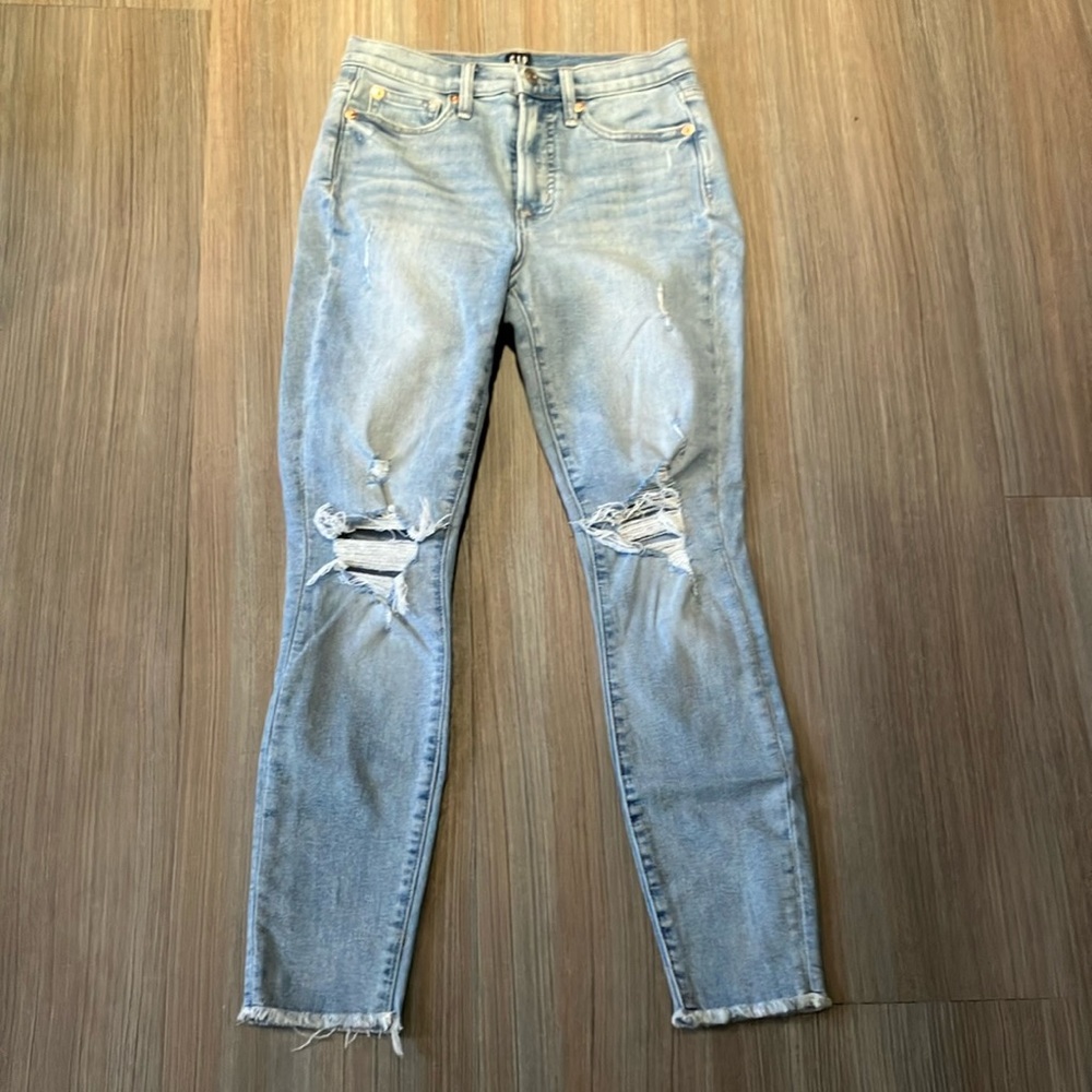 GAP Blue Skinny Jeans with Distressed Details